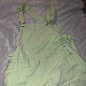 Pastel Green Denim Overalls